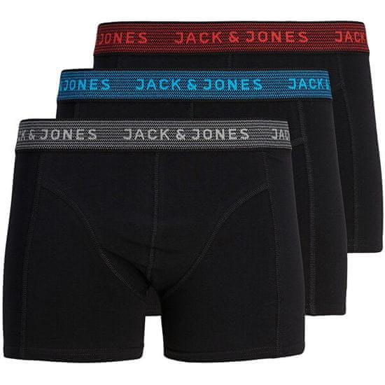 Jack&Jones 3 PACK - férfi boxeralsó JACWAISTBAND 12127816 Asphalt Hawaian ocean & Fiery red