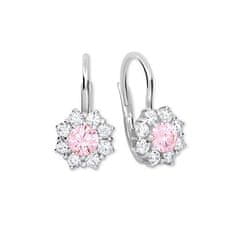 Brilio Silver Ezüst fülbevaló kristályokkal 436 001 00322 04 - rózsaszín