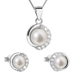 Evolution Group Luxus ezüst ékszerkészlet valódi gyöngyökkel Pavona 29022.1 (fülbevaló, lánc, medál)