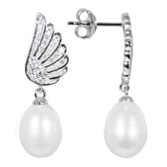 JwL Luxury Pearls Gyöngy fülbevaló fehér igazgyönggyel és cirkónium kövekkel JL0534