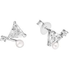 JwL Luxury Pearls Gyengéd fülbevaló igazgyönggyel és kristályokkal JL0586