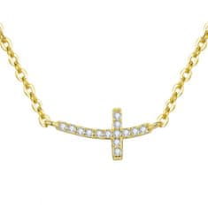 Beneto Aranyozott ezüst nyaklánc kereszttel AGS546/47-GOLD