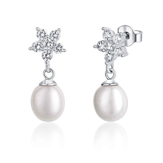JwL Luxury Pearls Stílusos ezüst fülbevaló gyönggyel és cirkónium kővel JL0606