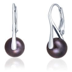 JwL Luxury Pearls Gyengéd ezüst fülbevaló valódi fekete gyönggyel JL0650
