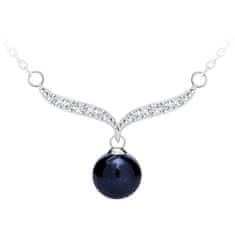 Preciosa Elegáns ezüst nyaklánc valódi fekete gyönggyel Paolina 5306 20