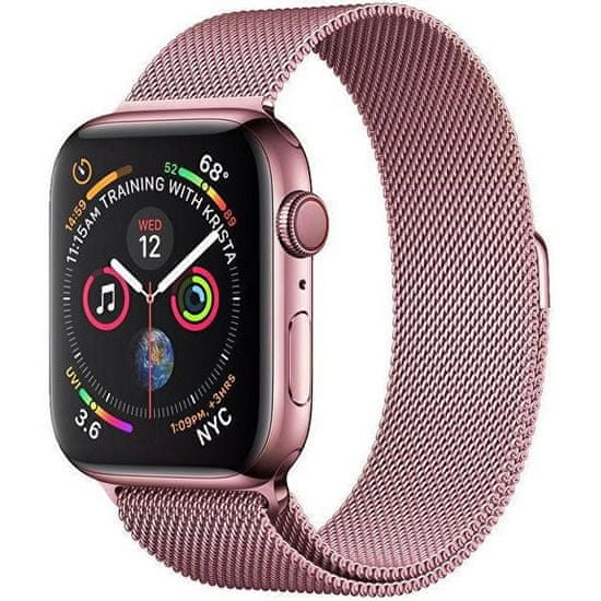 4wrist Milánói acél szíj Apple Watch - Rózsaszín 42/44/45/49 mm