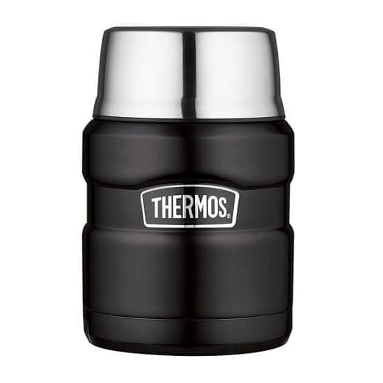 Thermos Style Food termosz kanállal és csészével - matt fekete 470 ml