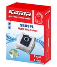 KOMA SB03PL - Porszívó Porzsák AEG, Electrolux, Philips, műanyag előlappal, szintetikus, 4 db