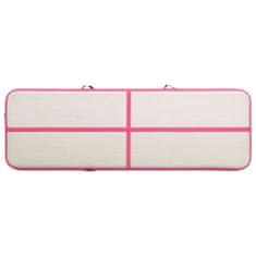 Greatstore rózsaszín PVC felfújható tornamatrac pumpával 300 x 100 x 20 cm