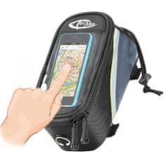 tectake Biciklis táska telefontartóval - 20 x 9,5 x 10 cm, fekete/szürke/zöld