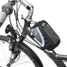 tectake Biciklis táska telefontartóval - 20,5 x 10 x 10,5 cm, fekete/szürke/kék