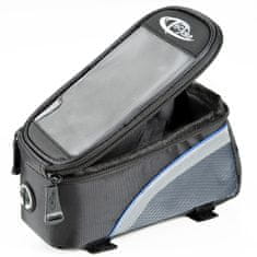 tectake Biciklis táska telefontartóval - 20 x 9,5 x 10 cm, fekete/szürke/kék
