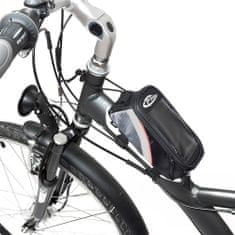 tectake Biciklis táska telefontartóval - 20 x 9,5 x 10 cm, fekete/szürke/piros