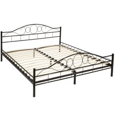 tectake Romance két személyes fém ágykeret léces ágyráccsal - 200 x 180 cm, fekete