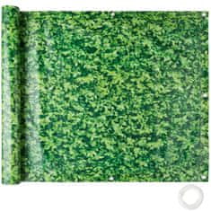 tectake Erkély takaró fólia, megerősített fémből készült fűzőlyukakkal, 1. verzió - zöld levél, 75 cm