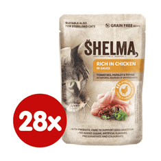 SHELMA gabonamentes párolt csirkefilé paradicsomos, zöldfűszeres mártással, 28x85 g