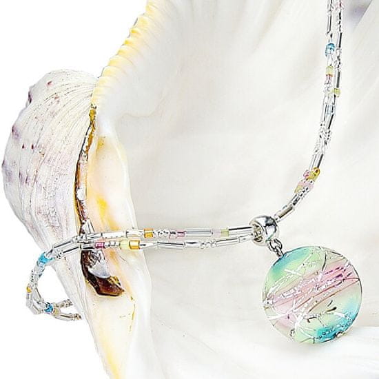 Lampglas Gyengéd női nyaklánc Sweet Childhood - Lampglas gyönggyel és tiszta ezüsttel NP22