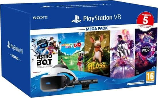 SONY PlayStation VR v2 + Kamera v2 + PS5 adapter + 5 játék (PS719809296)