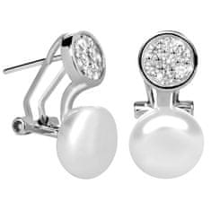 JwL Luxury Pearls Ezüst fülbevaló igazgyönggyel és cirkónium kövekkel JL0393