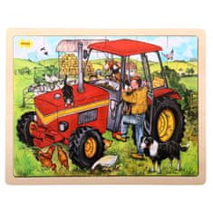 Bigjigs Toys Fából készült traktor puzzle 24 db