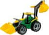 Óriás traktor kotróval és markolóval, Zöld/Sárga