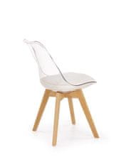 Halmar Étkező szék K246 - fehér / átlátszó / bükkfa