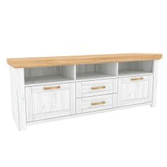 KONDELA TV asztal Sudbury B - Tölgy kézműves arany / dub mesterség fehér