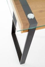 Halmar Asztal üveggel B-36 - átlátszó / mézes tölgy / fekete