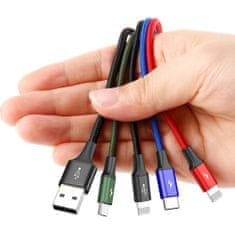 BASEUS Rapid kábel USB / 2x Lightning / USB-C / Micro USB 3.5A 1.2m, fekete