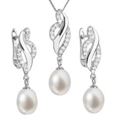 Evolution Group Luxus ezüst ékszerkészlet valódi gyöngyökkel Pavona 29021.1 (fülbevaló, lánc, medál)