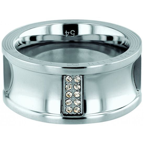 Tommy Hilfiger Luxus acél gyűrű kristályokkal TH2780034