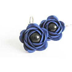 Troli Kék lógó fülbevalók Estrela fekete gyöngyökkel