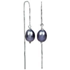 JwL Luxury Pearls Acélkék színű gyönggyel díszített ezüst lánc fülbevaló JL0207