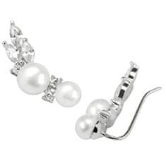 JwL Luxury Pearls Hosszú ezüst fülbevaló igazgyöngyökkel és kristályokkal JL0300