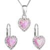 Szív alakú ékszerszett Preciosa kristályokkal 39161.1 & light rose s.opal (fülbevaló, nyaklánc, medá