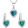 Szív alakú ékszerszett Preciosa kristállyal 39161.1 & green s.opal (fülbevaló, nyaklánc, medál)
