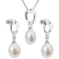 Evolution Group Luxus ezüst ékszerkészlet valódi gyöngyökkel Pavona 29029.1 (fülbevaló, lánc, medál)