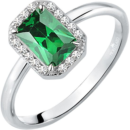 Morellato Csillogó ezüst gyűrű zöld kővel Tesori SAIW76