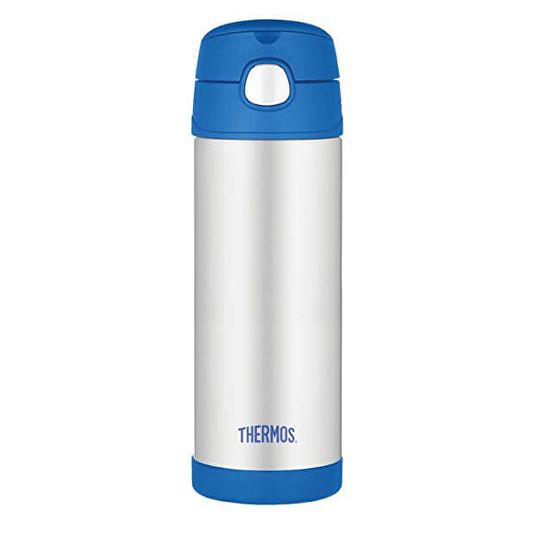 Thermos FUNtainer Gyermek termosz szívószállal - kék 470 ml