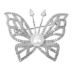 JwL Luxury Pearls Csillogó pillangó bross igazgyönggyel és kristályokkal JL0507