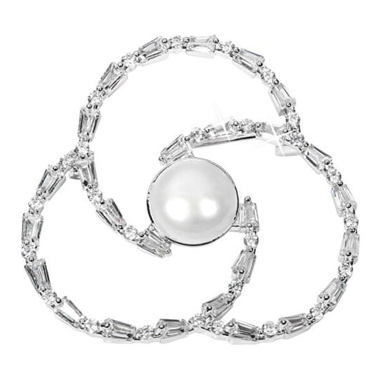 JwL Luxury Pearls Gyöngy hármas levél bross kristályokkal JL0519