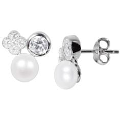 JwL Luxury Pearls Gyengéd fülbevaló igazgyöngyökkel és cirkónium kövekkel JL0539
