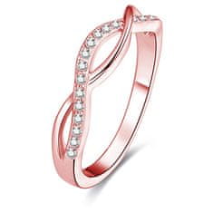 Beneto Rózsaszín aranyozott ezüst gyűrű kristályokkal AGG191 (Kerület 56 mm)