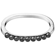 Calvin Klein Tömör acél karkötő fekete gyöngyökkel Circling KJAKMD04010 (Méret 5,4 x 4,3 cm - XS)