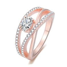 Beneto Rózsaszín aranyozott ezüst gyűrű cirkónium kövekkel AGG326 (Kerület 50 mm)