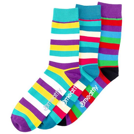 MEATFLY 3 PACK - Dark Small Stripe socks S19 Multipack - férfi zokni
