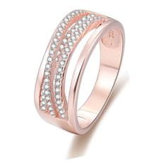 Beneto Rózsaszín aranyozott ezüst gyűrű cirkónium kővel AGG340 (Kerület 52 mm)