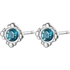 S'Agapõ Elegáns acél fülbevaló kék kristályokkal CLICK SCK33