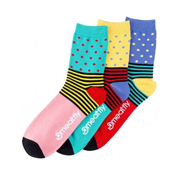 MEATFLY 3 PACK - zokni Stripes Dot socks - S19 Multipack