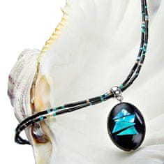Lampglas Jellegzetes nyaklánc Turquoise Shards Lampglas gyönggyel, tiszta ezüst NP12